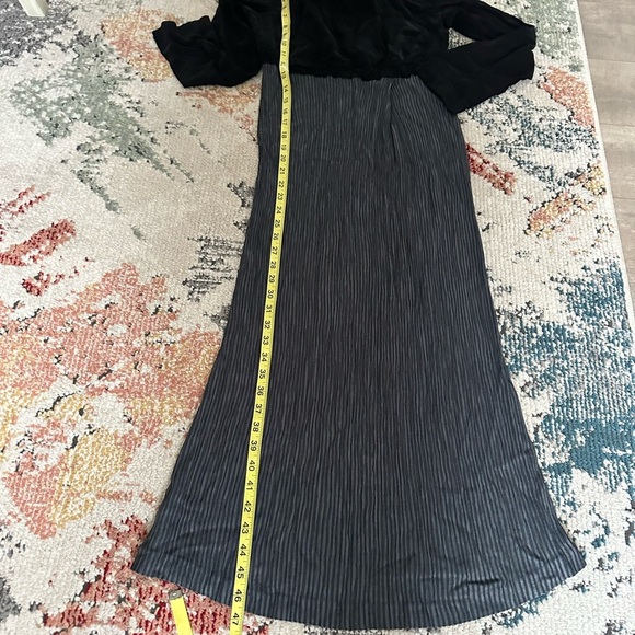 Vintage 90s Christy Allen High Waist Combined Print Black Dark Gray Maxi Dress - Picture 9 of 11